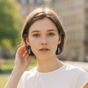 NWT Elegant Blue Beaded Earrings